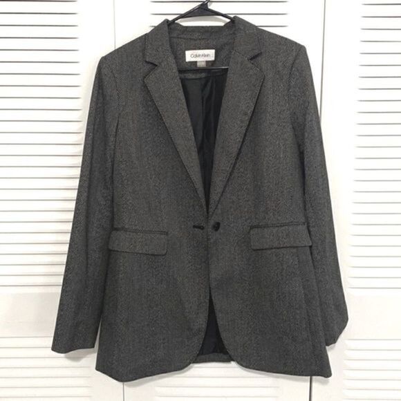 Calvin Klein Women's Gray Blazer Jacket Suit Coat - Picture 1 of 5